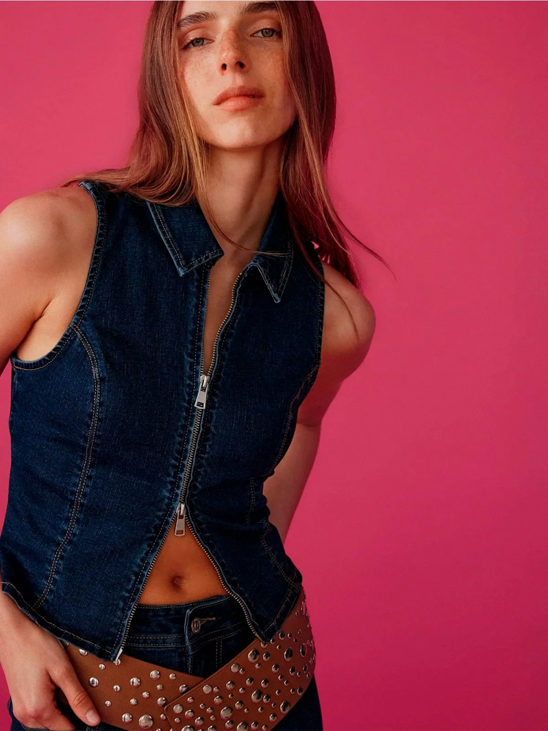 BLUSA MUJER INDEX SIN MANGAS DENIM - ELEGIDO TINI - 1
