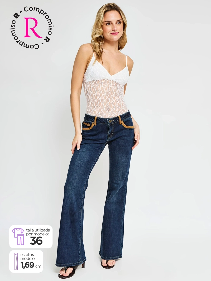 JEANS MUJER INDEX LOW RISE FLARE - ELEGIDO TINI - 1