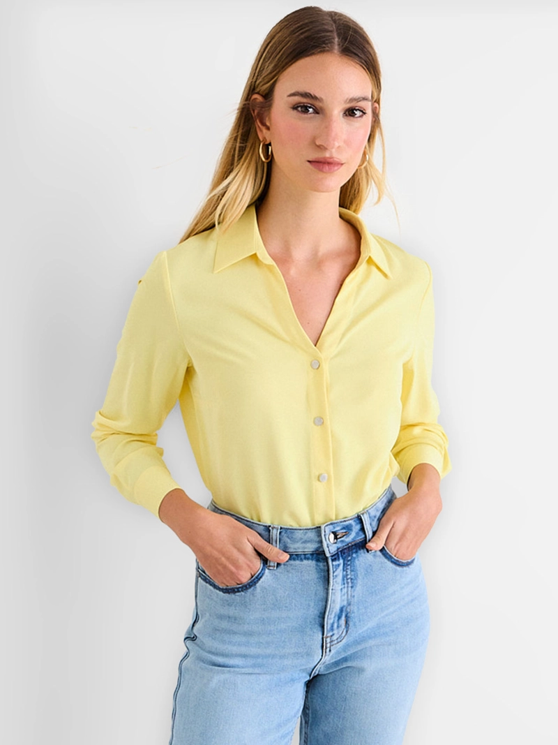 BLUSA MUJER ASH MANGA LARGA ESCOTE EN V - 1