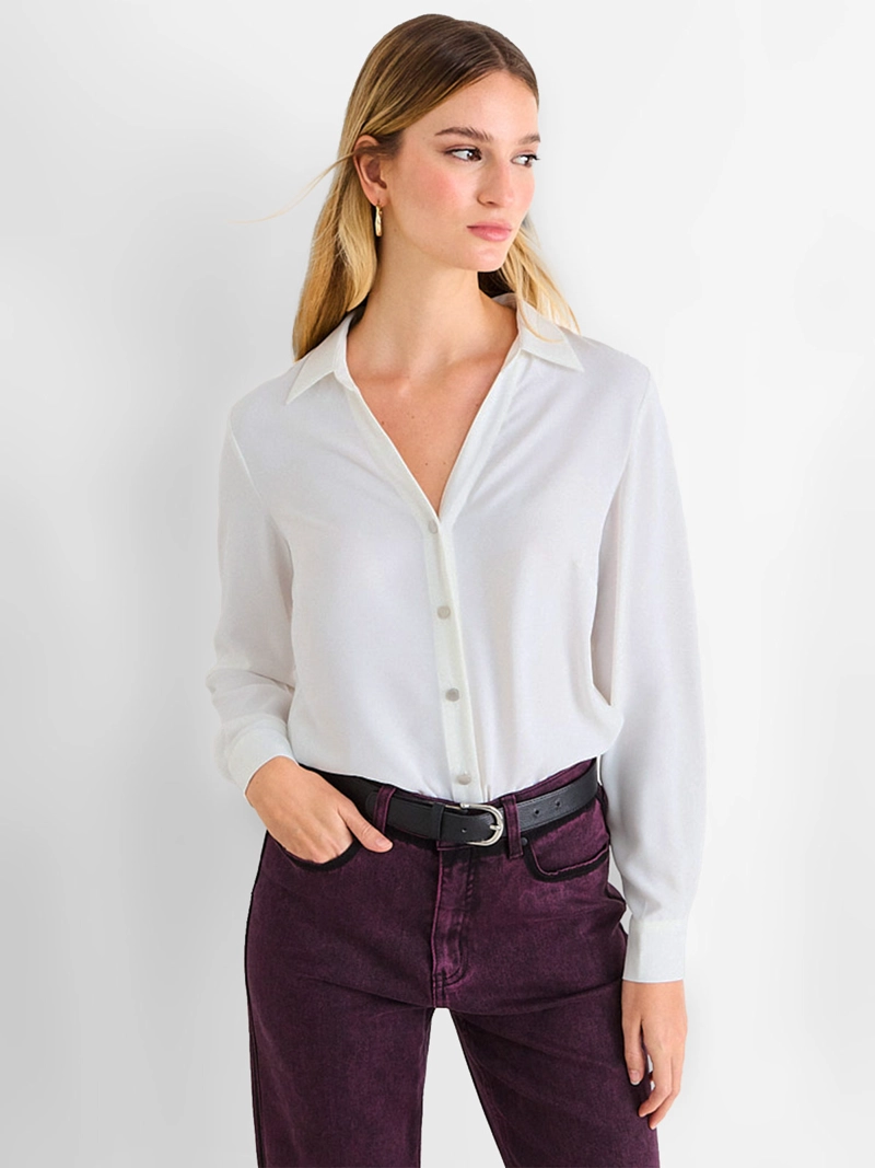 BLUSA MUJER ASH MANGA LARGA ESCOTE EN V - 1