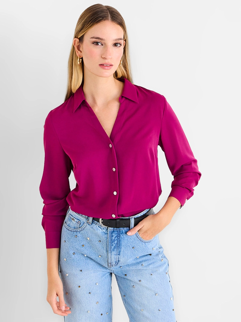 BLUSA MUJER ASH MANGA LARGA ESCOTE EN V - 1