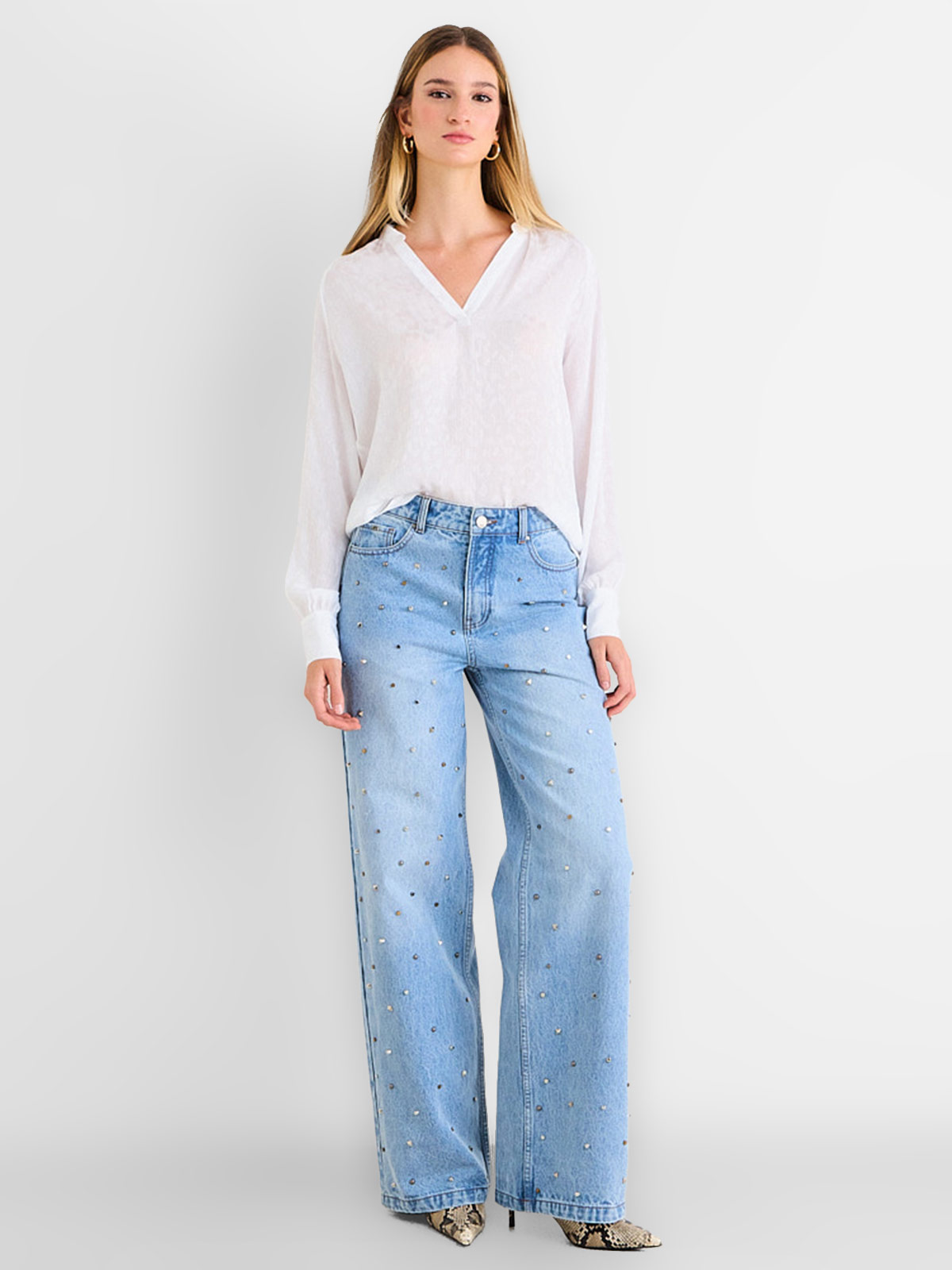 BLUSA MUJER ASH CUELLO EN V MANGA LARGA  - 4