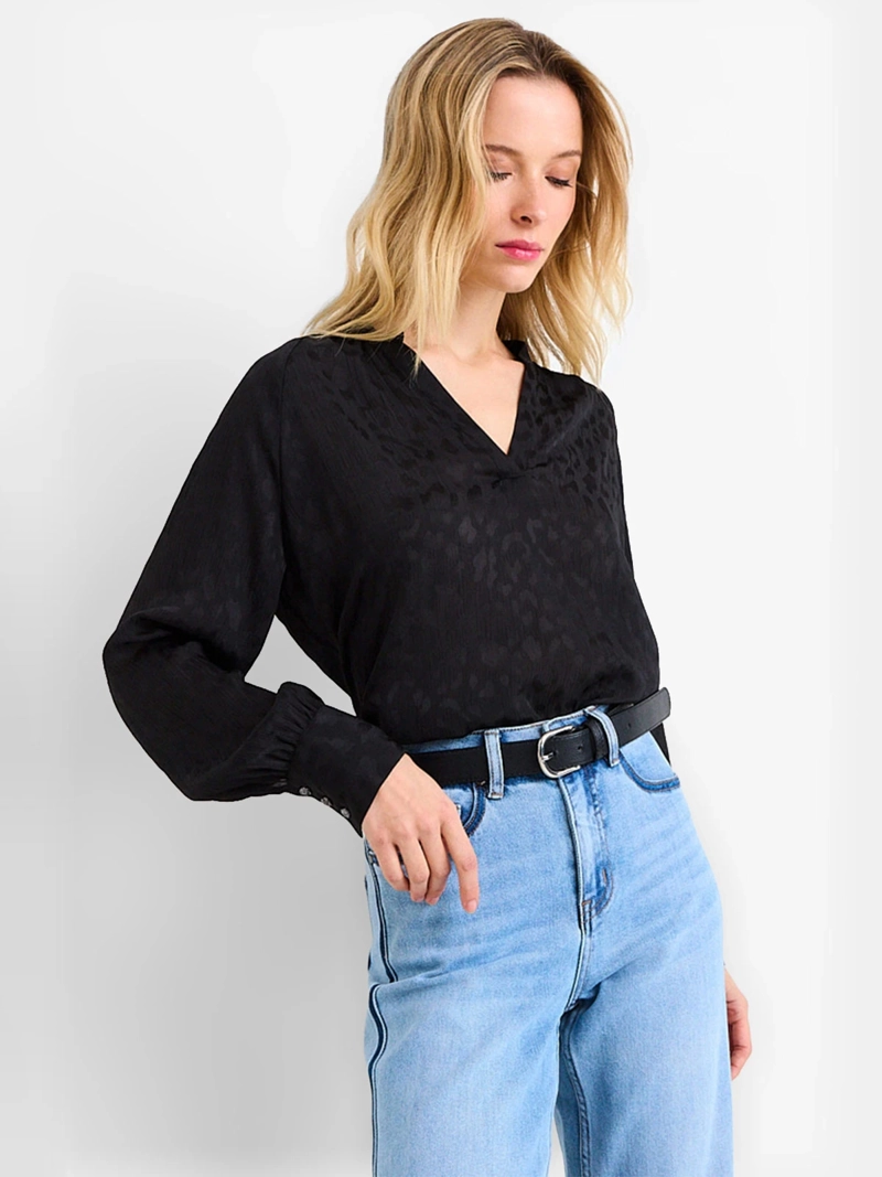 BLUSA MUJER ASH CUELLO EN V MANGA LARGA  - 1