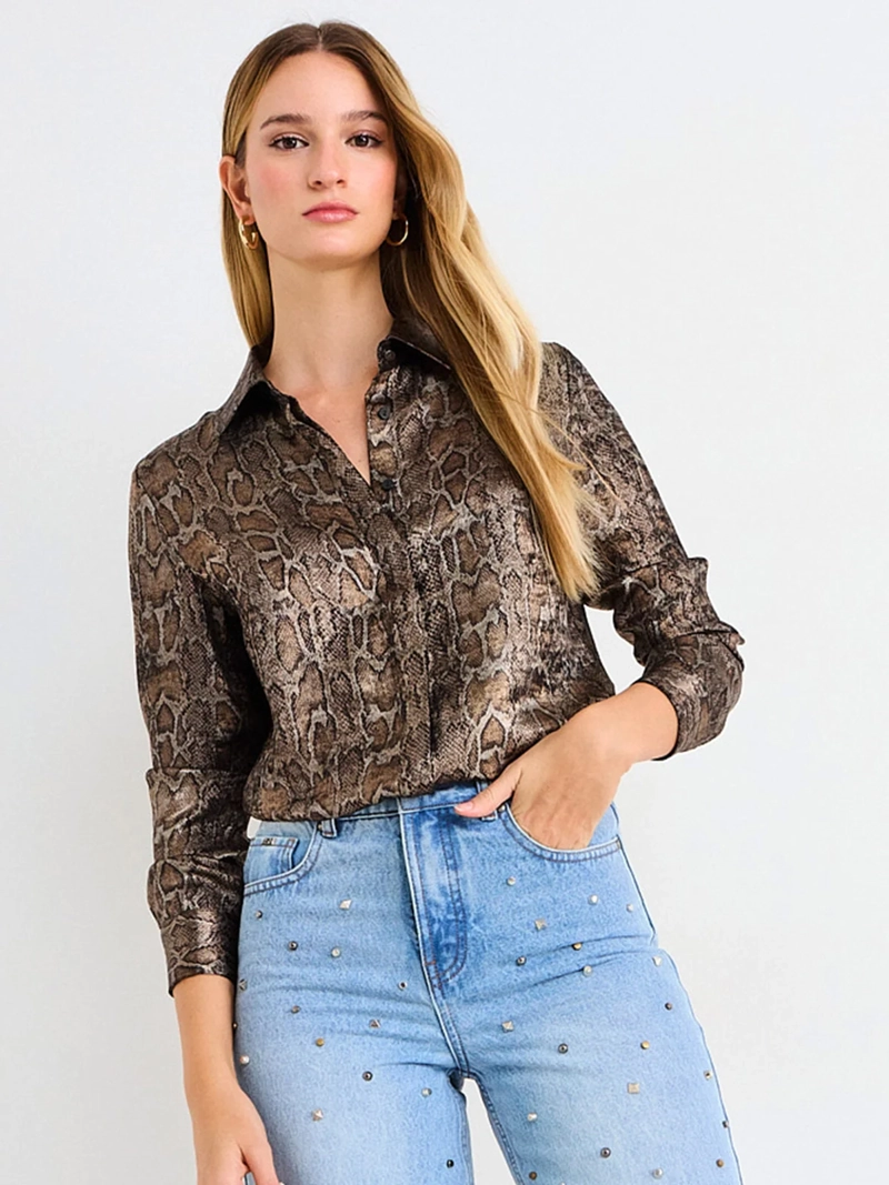 BLUSA MUJER ASH MANGA LARGA SATINADA ANIMAL PRINT - 1