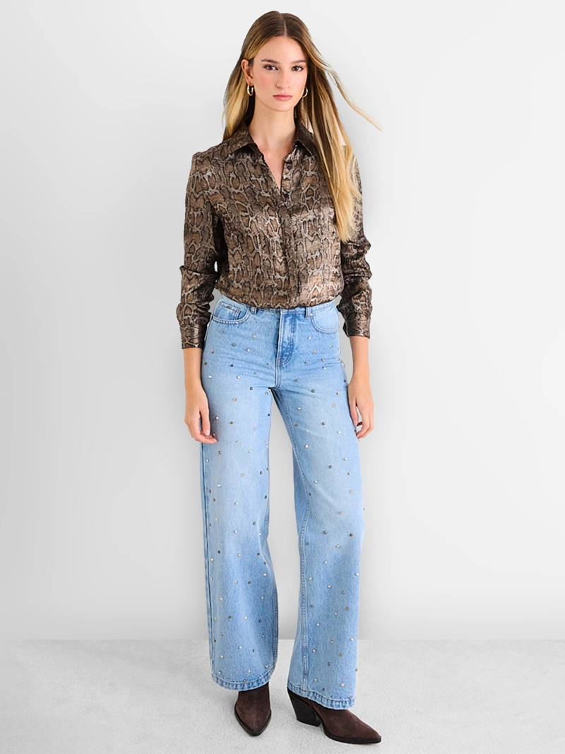 BLUSA MUJER ASH MANGA LARGA SATINADA ANIMAL PRINT - 4