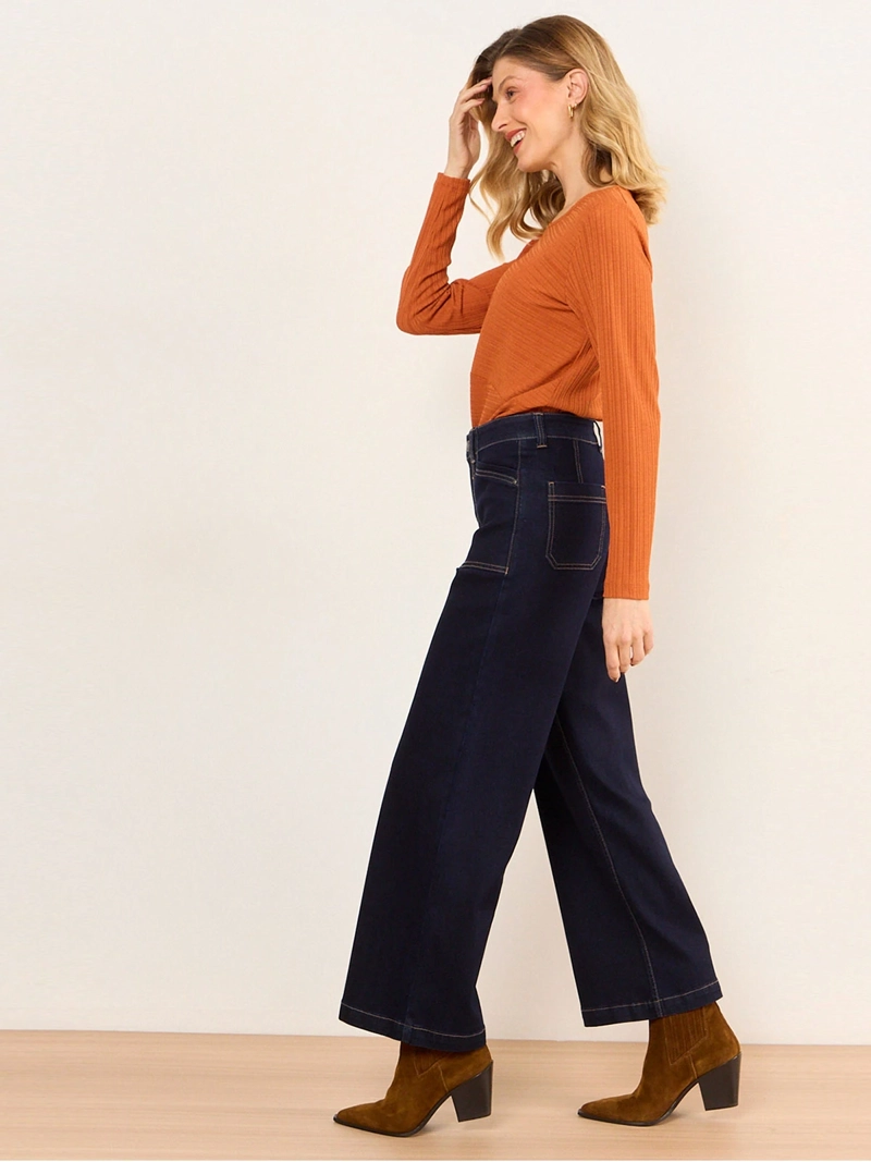 JEANS MUJER MAGRIFFE WIDELEG CON BOLSILLOS SAFARI - 2
