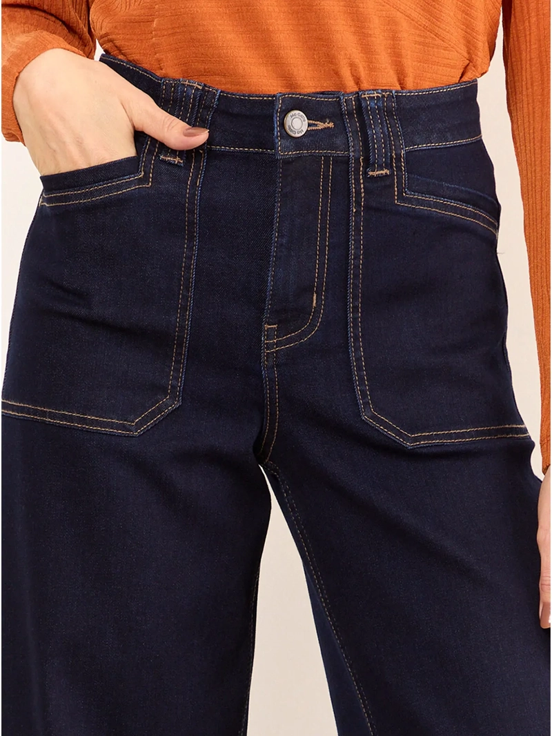 JEANS MUJER MAGRIFFE WIDELEG CON BOLSILLOS SAFARI - 5