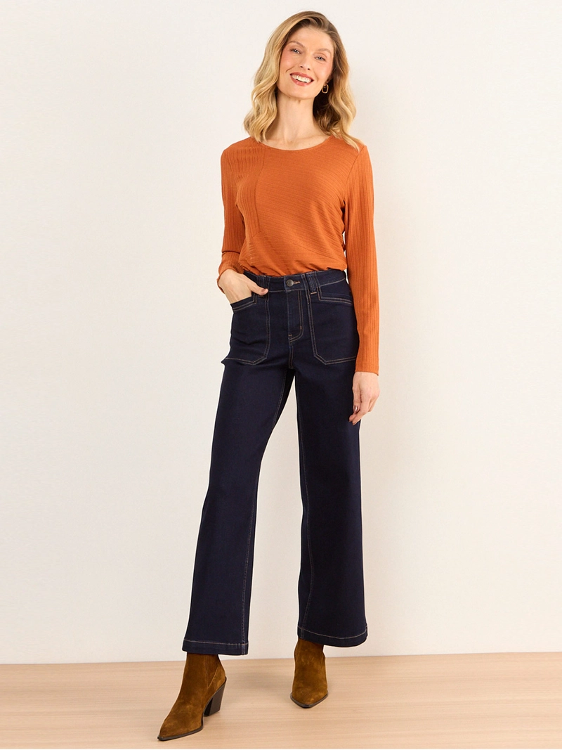 JEANS MUJER MAGRIFFE WIDELEG CON BOLSILLOS SAFARI - 1