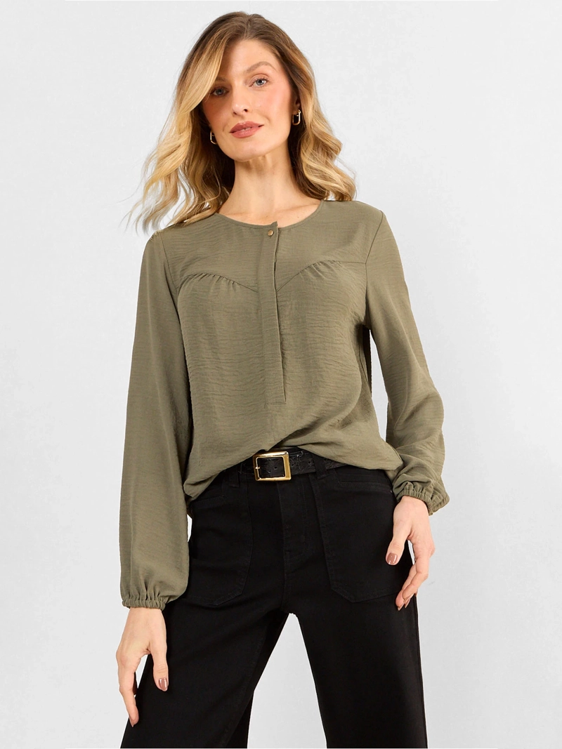 BLUSA MUJER MAGRIFFE MANGA ELASTICADA ESCOTE REDONDO - 1