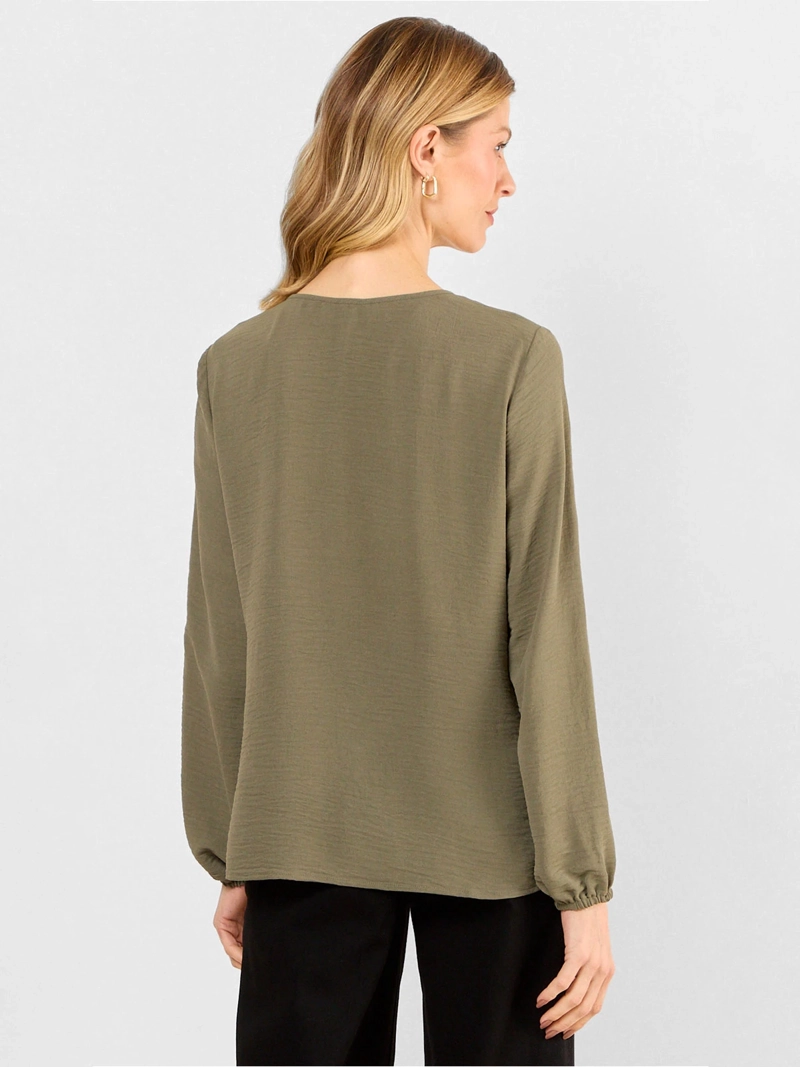 BLUSA MUJER MAGRIFFE MANGA ELASTICADA ESCOTE REDONDO - 2