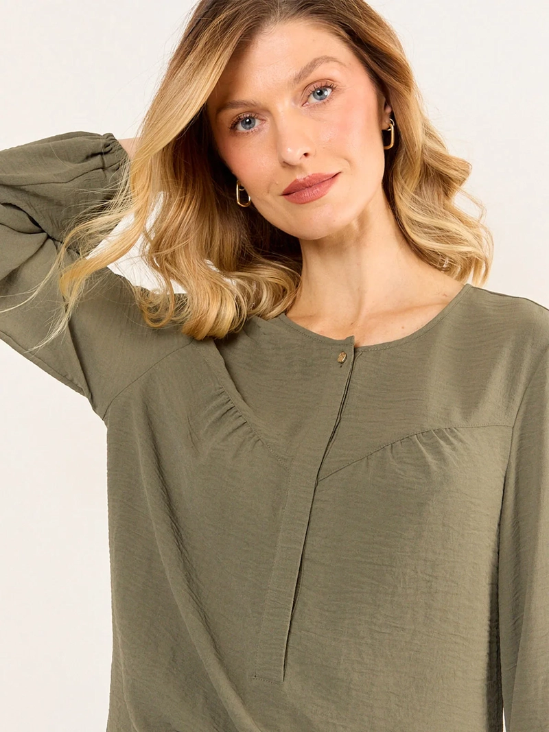 BLUSA MUJER MAGRIFFE MANGA ELASTICADA ESCOTE REDONDO - 3