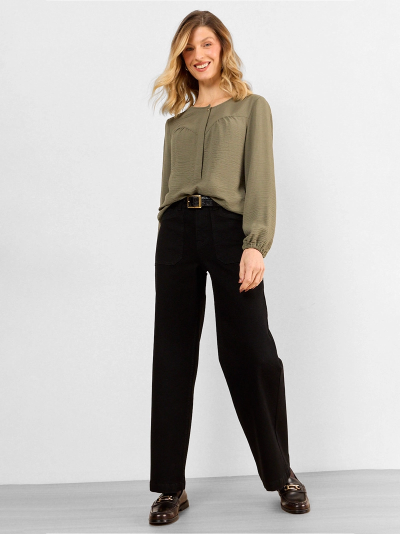 BLUSA MUJER MAGRIFFE MANGA ELASTICADA ESCOTE REDONDO - 4