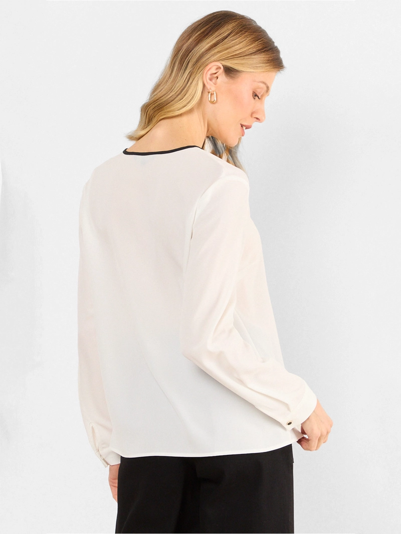 BLUSA MUJER MAGRIFFE MANGA LARGA CUELLO V CIERRE CENTRO - 2