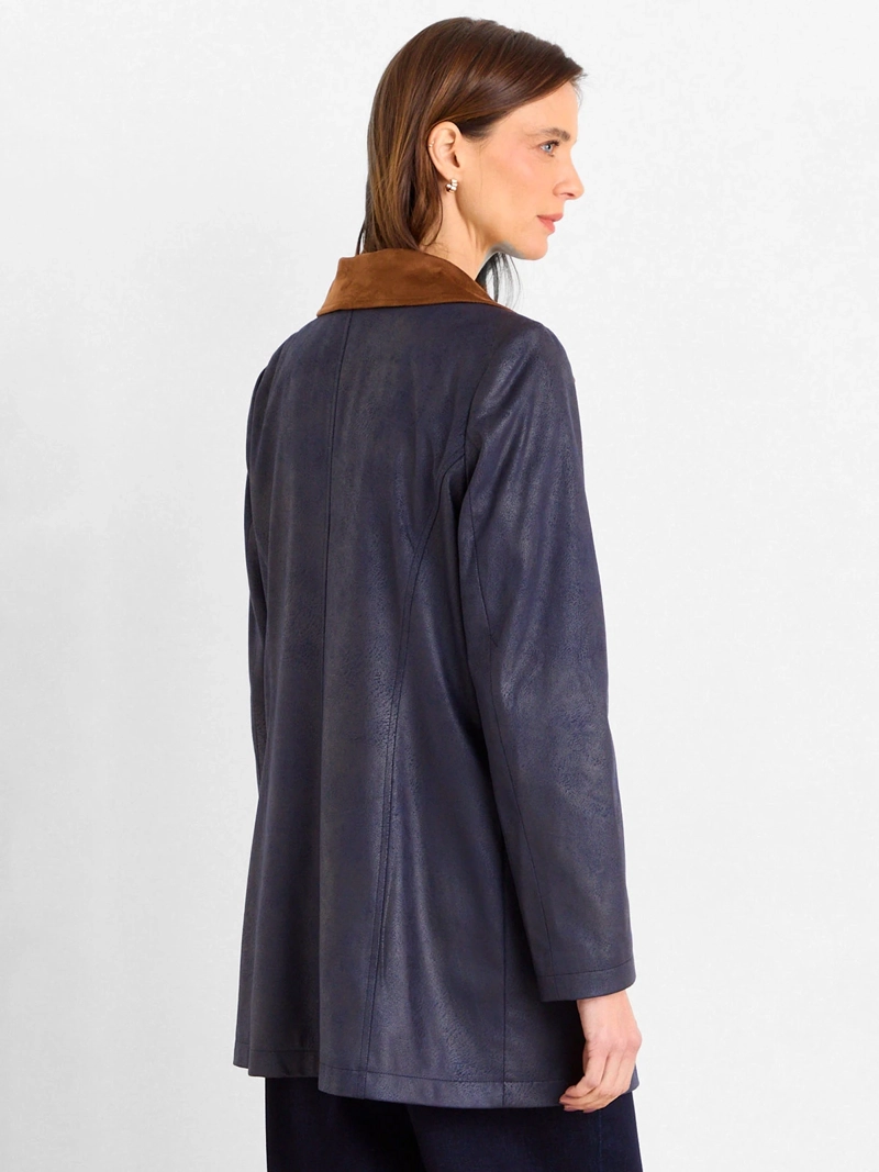 TRENCH MUJER MAGRIFFE SUEDE CUELLO CONTRATONO TIPO MONTGOMERY - 2
