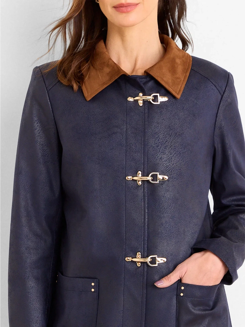 TRENCH MUJER MAGRIFFE SUEDE CUELLO CONTRATONO TIPO MONTGOMERY - 3