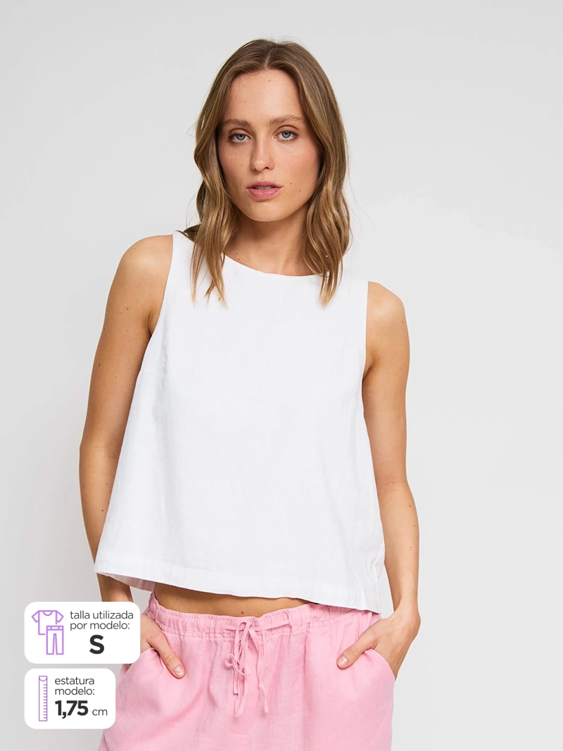 BLUSA MUJER MARQUIS LINO NUDO ESPALDA
