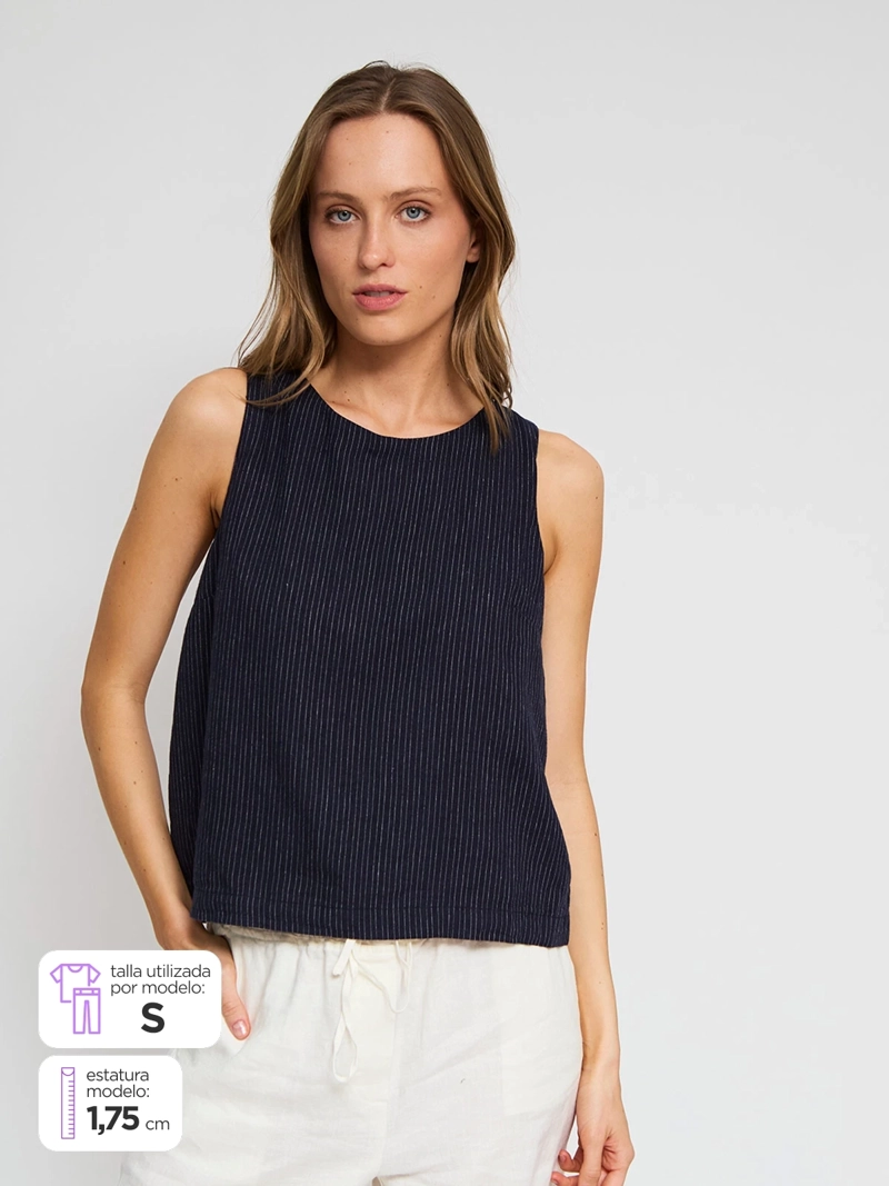 BLUSA MUJER MARQUIS LINO NUDO ESPALDA