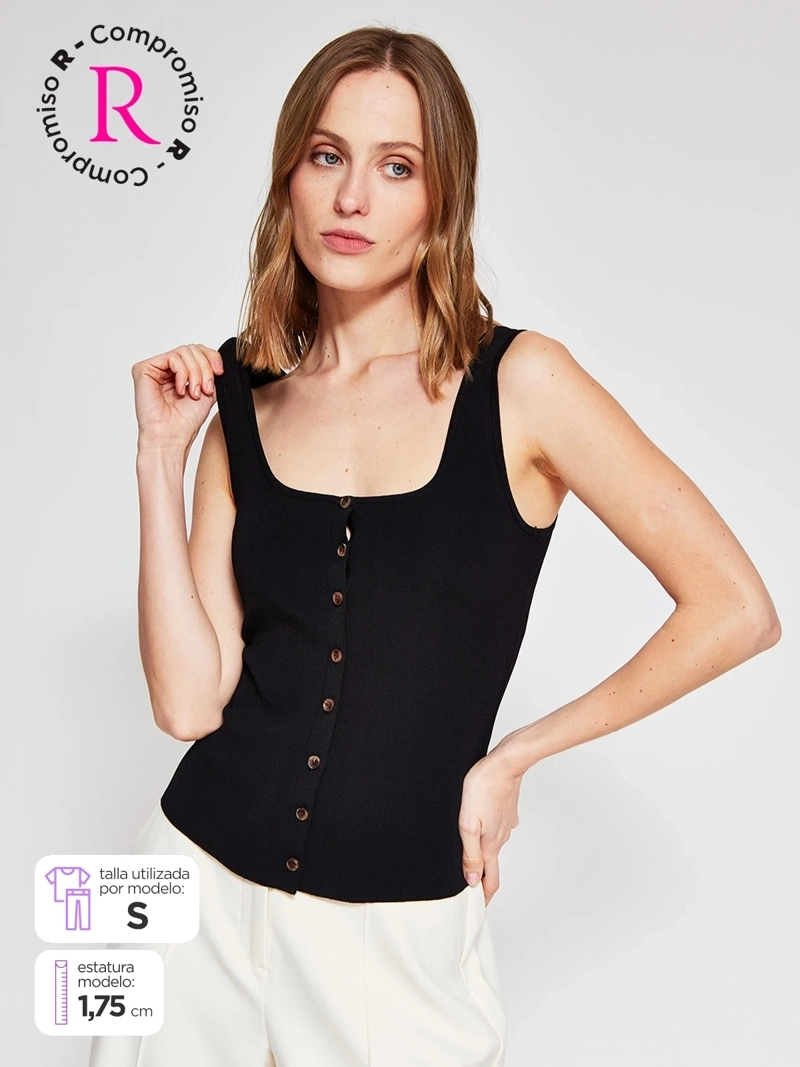 POLERA MUJER MARQUIS TEJIDA BOTONES