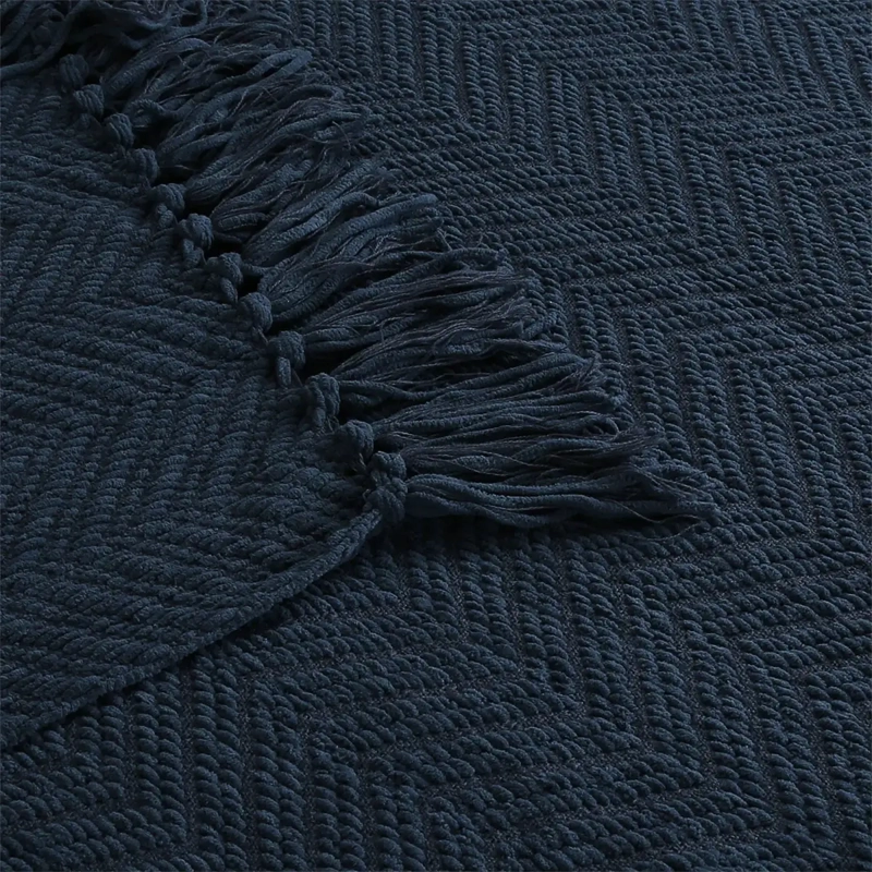 MANTA ANDES ESPIGA 125X150 CM AZUL MARINO - 3