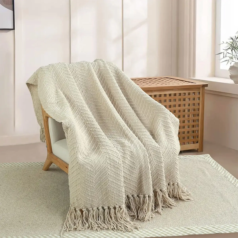 MANTA ANDES ESPIGA 125X150 CM BEIGE - 1