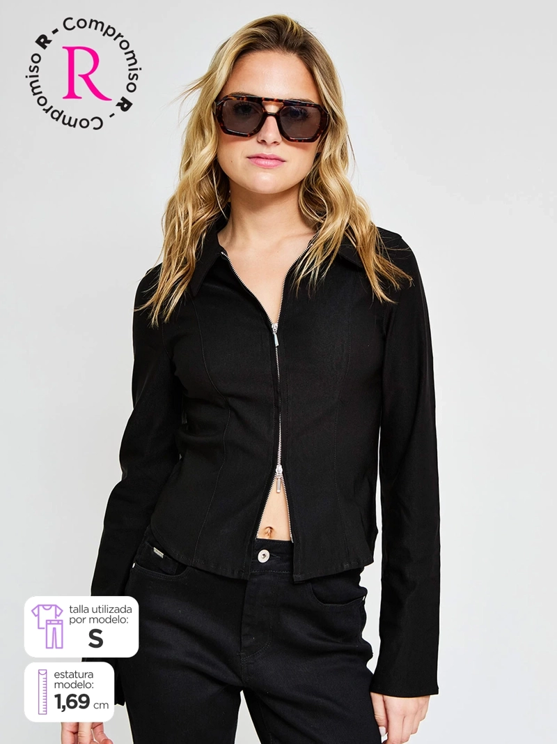 BLUSA MUJER INDEX MANGA LARGA DENIM - ELEGIDO TINI