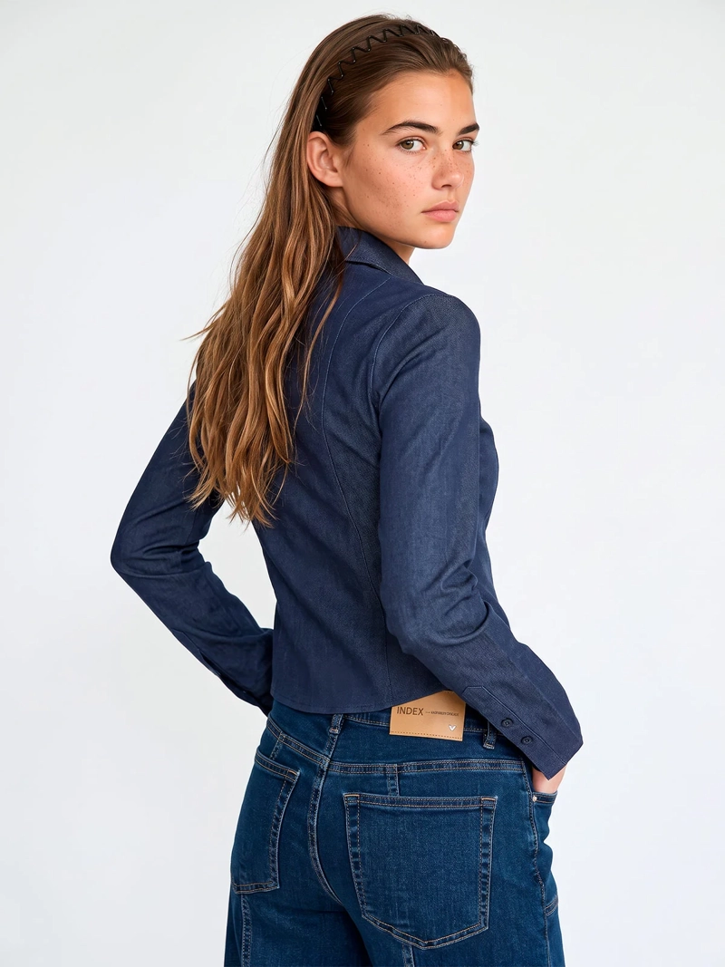 BLUSA MUJER INDEX MANGA LARGA DENIM - 2