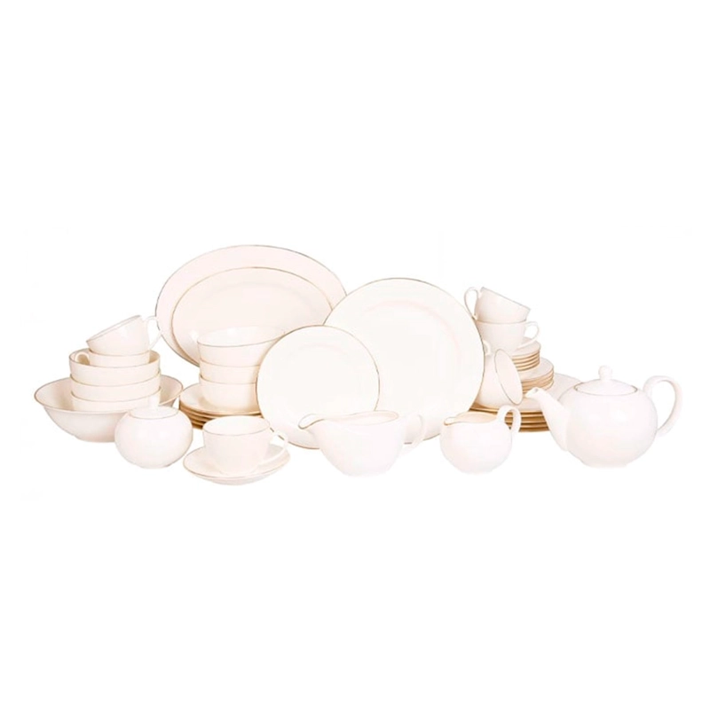 VAJILLA RIPLEY HOME SET BONE CHINA BORDE DORADO PORCELANA 43 PIEZAS - 2