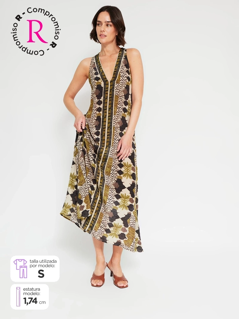 VESTIDO MUJER MARQUIS LARGO HALTER ESTAMPADO