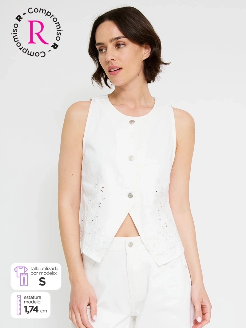 BLUSA MUJER MARQUIS ALGODÓN DENIM BRODERIE