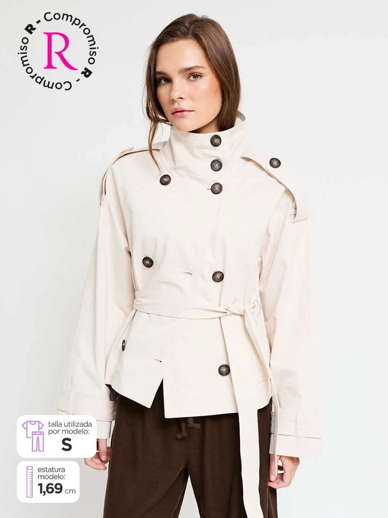CHAQUETA MUJER INDEX ALGODÓN TRENCH CORTO
