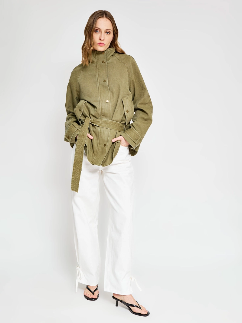 CHAQUETA MUJER MARQUIS ALGODÓN GABARDINA CINTURÓN - 4