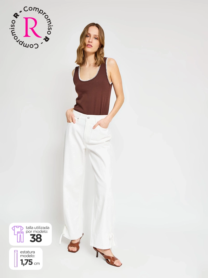 JEANS MUJER MARQUIS ALGODÓN STRAIGHT AMARRAS - 1