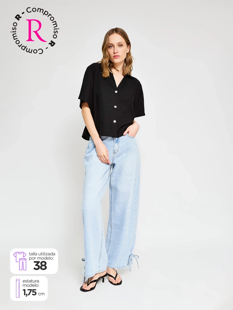 JEANS MUJER MARQUIS ALGODÓN STRAIGHT AMARRAS - 1