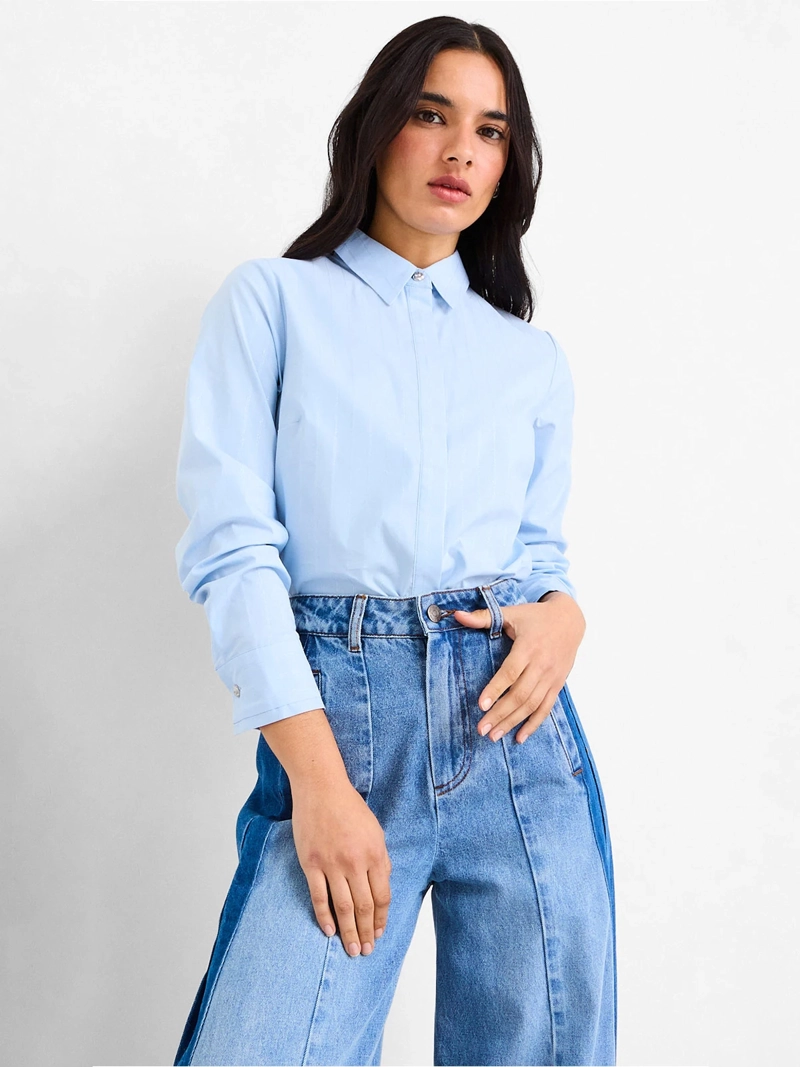 BLUSA MUJER IO POPELINA BOTONES METÁLICOS - 1