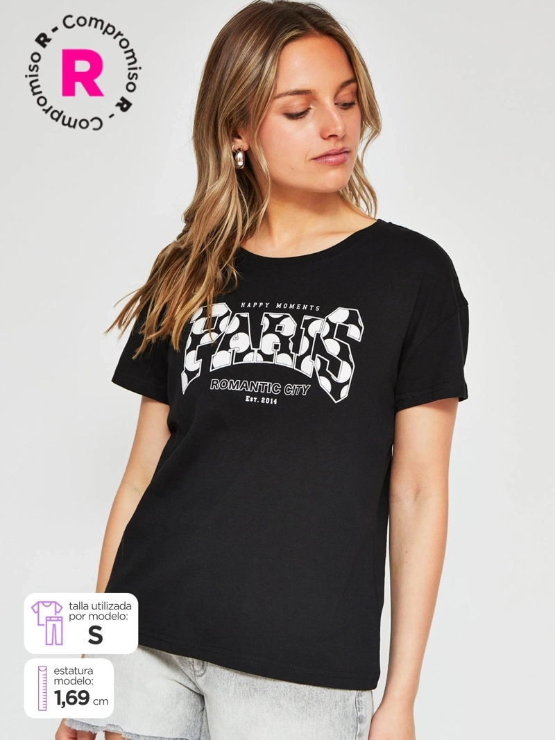 POLERA MUJER INDEX ALGODÓN MANGA CORTA