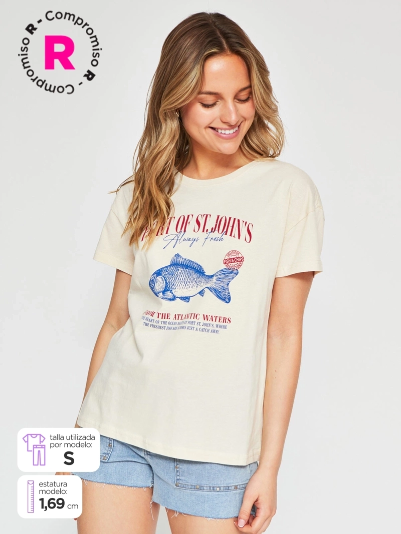 POLERA MUJER INDEX ALGODÓN MANGA CORTA