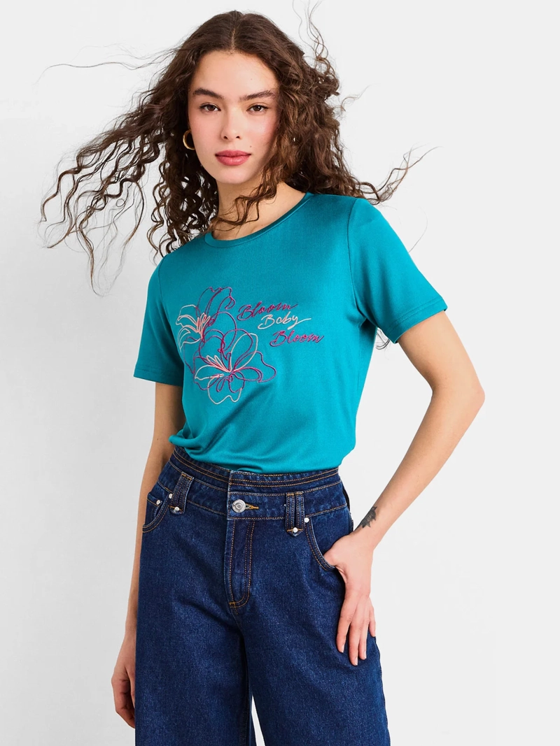 POLERA MUJER IO MANGA CORTA LISA - 1