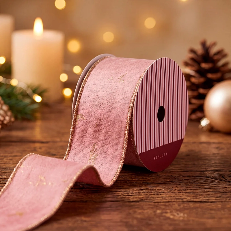 ADORNO NAVIDEÑO RIPLEY HOME WINE ROSE CINTA PALO ROSA - 1