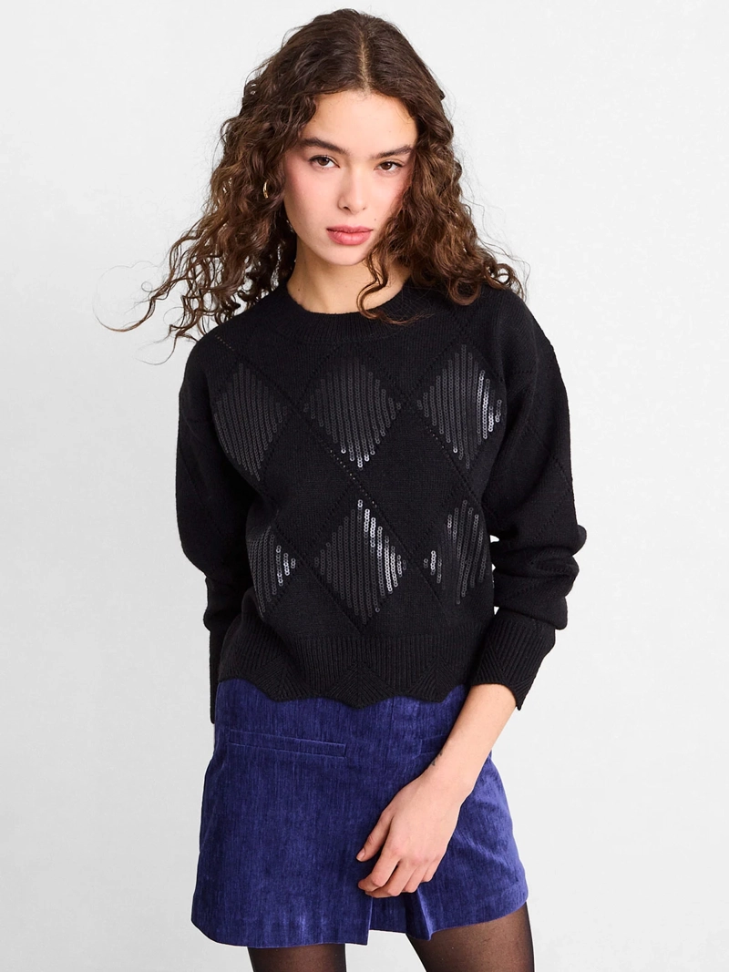 SWEATER MUJER IO CROP LENTEJUELAS - 1