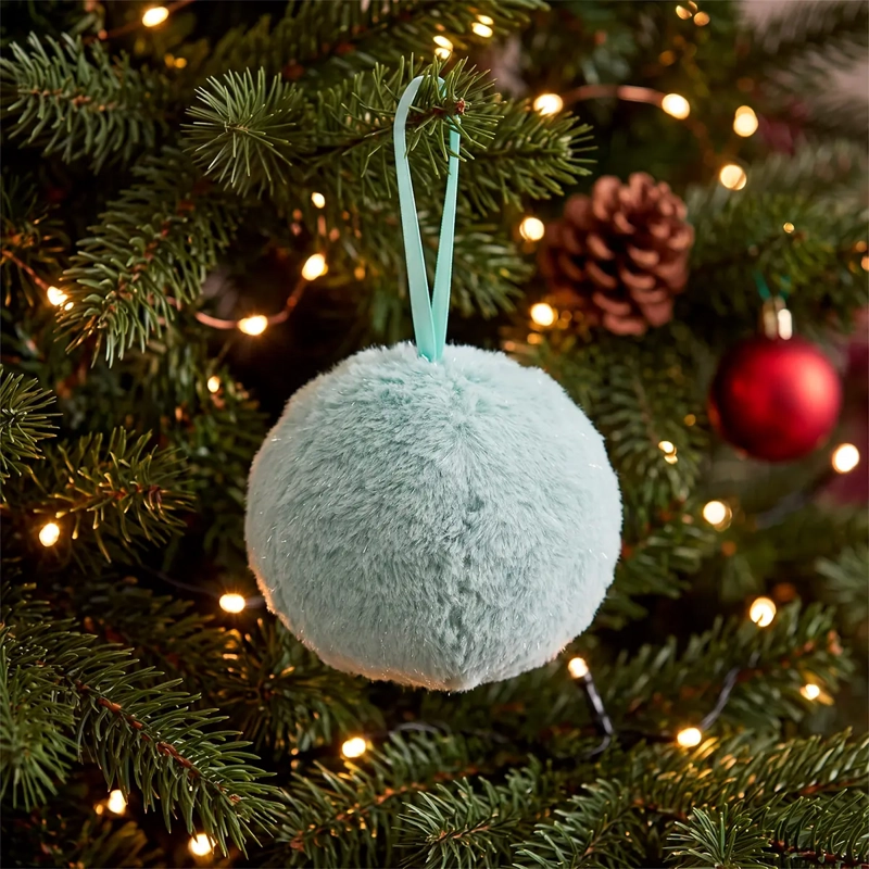 ADORNO NAVIDEÑO RIPLEY HOME NORDIC XMAS ESFERA PELUDA AQUA - 1