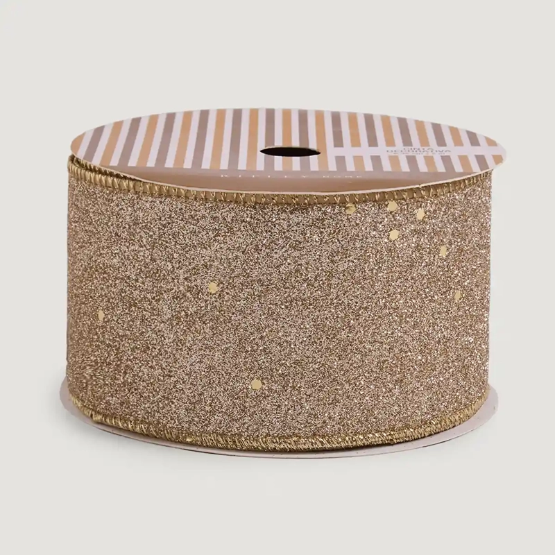 ADORNO NAVIDEÑO RIPLEY HOME CINTA GLITTER CHAMPAGNE - 2