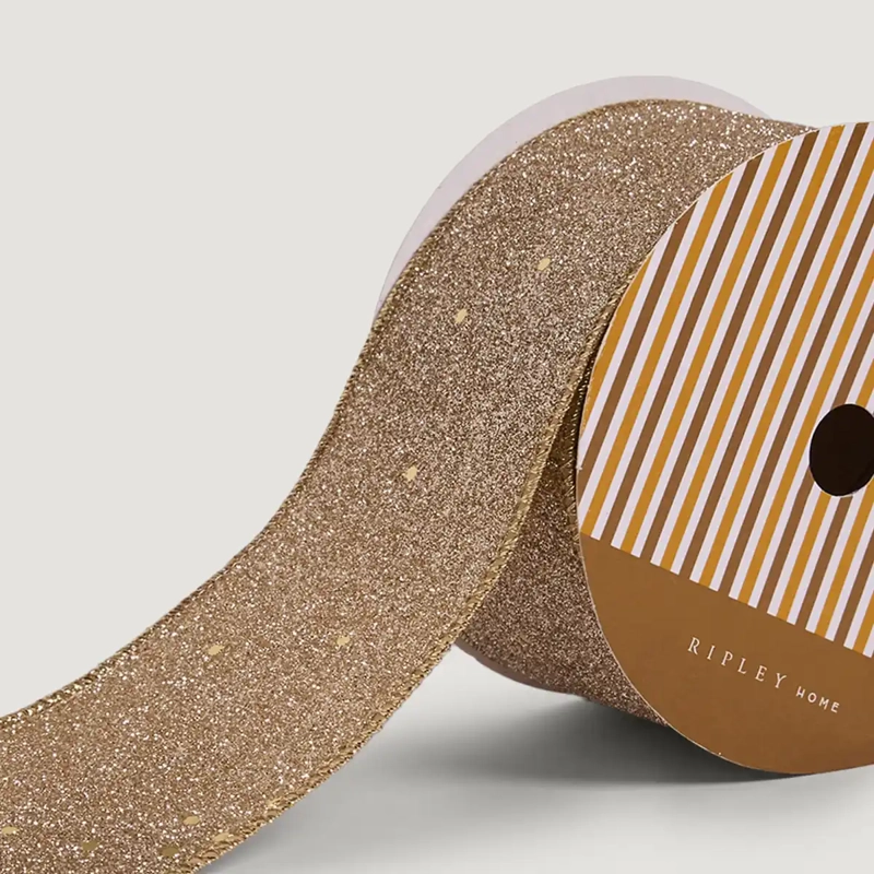ADORNO NAVIDEÑO RIPLEY HOME CINTA GLITTER CHAMPAGNE - 3