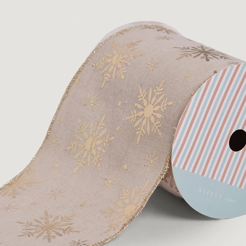 ADORNO NAVIDEÑO RIPLEY HOME NORDIC XMAS CINTA COPOS XL DORADO - 3