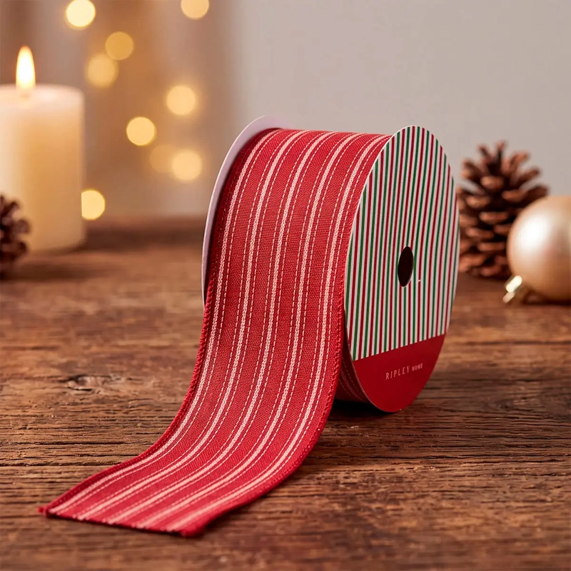ADORNO NAVIDEÑO RIPLEY HOME TRADITIONAL XMAS CINTA LÍNEAS ROJO - 1