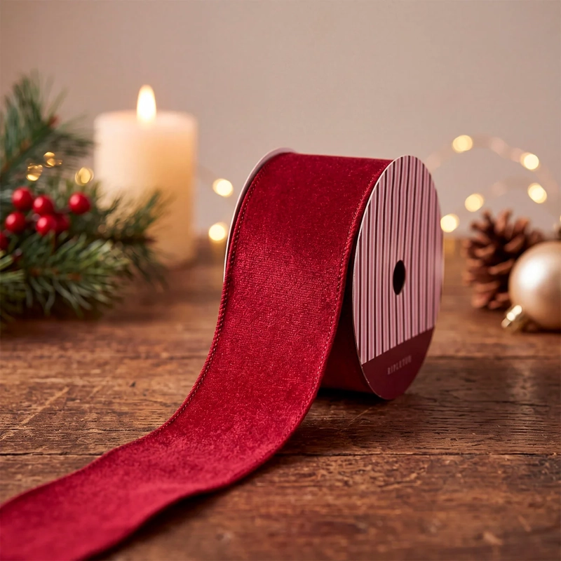ADORNO NAVIDEÑO RIPLEY HOME WINE ROSE CINTA BURGUNDY  - 1