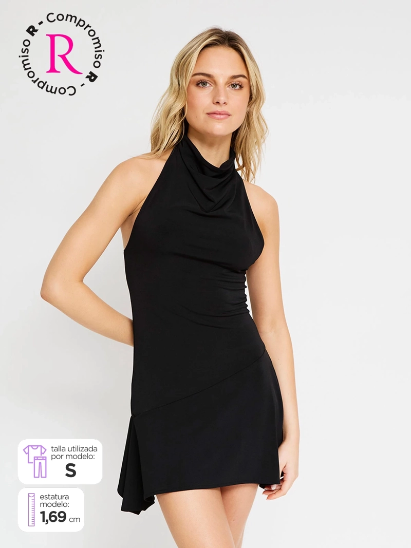 VESTIDO MUJER INDEX CORTO HALTER ASIMÉTRICO