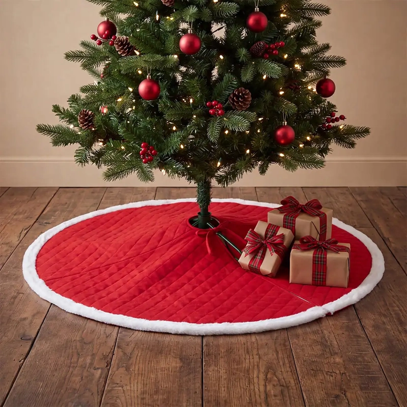 ADORNO NAVIDEÑO RIPLEY HOME PIE DE ÁRBOL ROJO BORDE BLANCO - 1