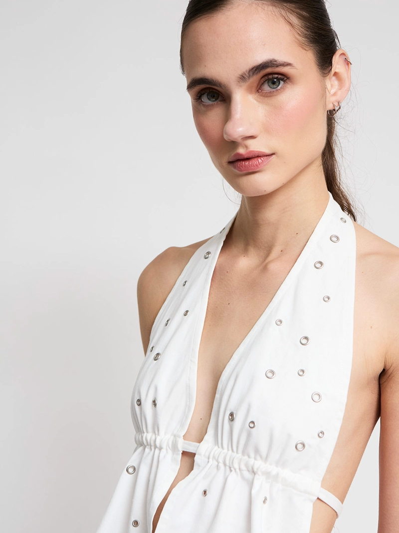 BLUSA MUJER INDEX ALGODÓN HALTER METAL - 3