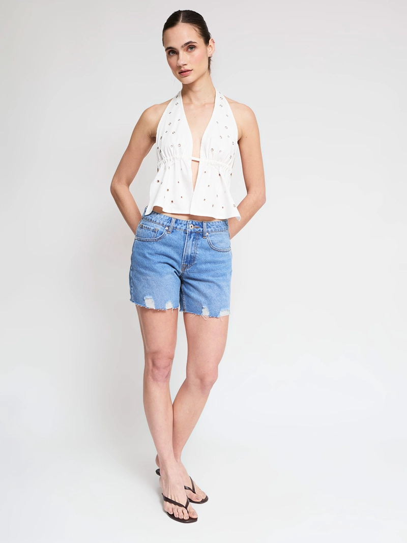 BLUSA MUJER INDEX ALGODÓN HALTER METAL - 4