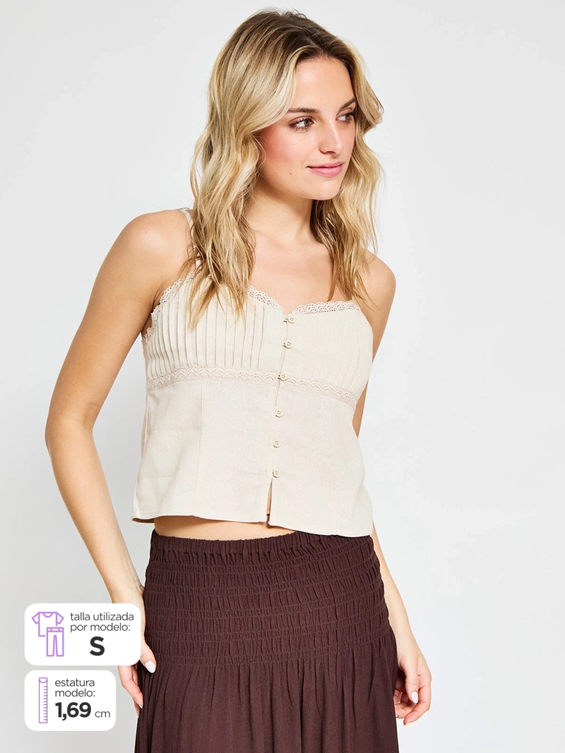 BLUSA MUJER INDEX LINO SIN MANGAS - 1
